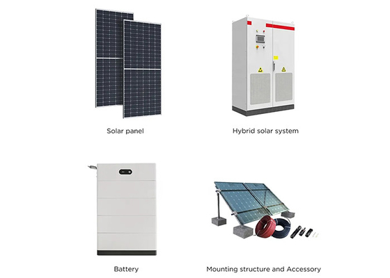 Sistema de energía solar híbrido 15KW 30KW Paneles Solares Kit With Storage Battery de 3 fases