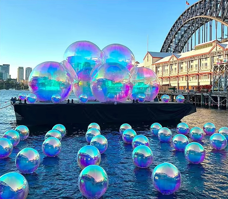 Decoraciones de techo de fiesta de boda de PVC gigante vibrante globos de espejo inflables para un ambiente discoteca único