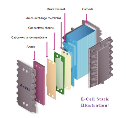 GE E-Cell-3X Pilas de electrodeionización industrial Pilas de agua ultrapura Edi módulo de silicio SiO2 < 1,0 Mg/l < 1,0 ppm