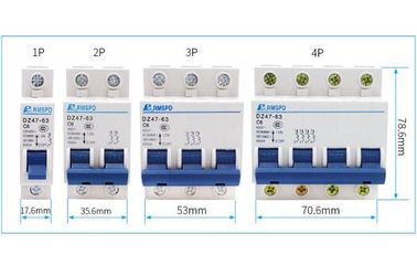 Curve el disyuntor industrial C45 63A 1P 2P 3P 4P 230/240V de C MCB